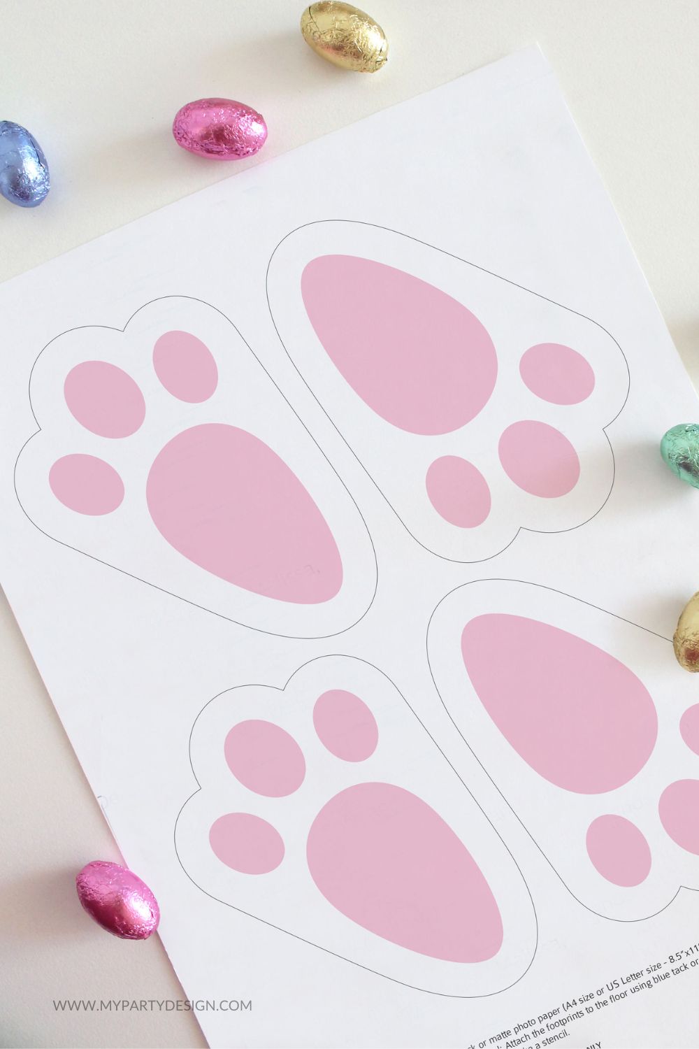 printable easter bunny paw prints template for easter morning decoration for kids