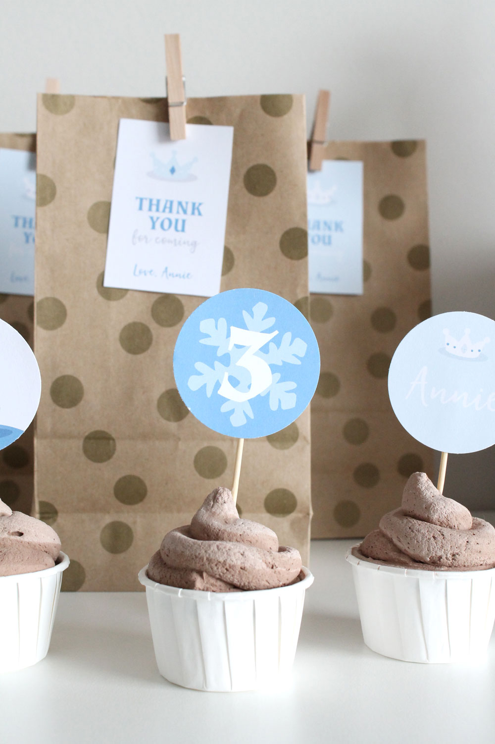 Ice Princess party cupcakes and party bags