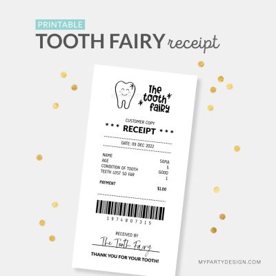tooth fairy receipt for kids lost teeth