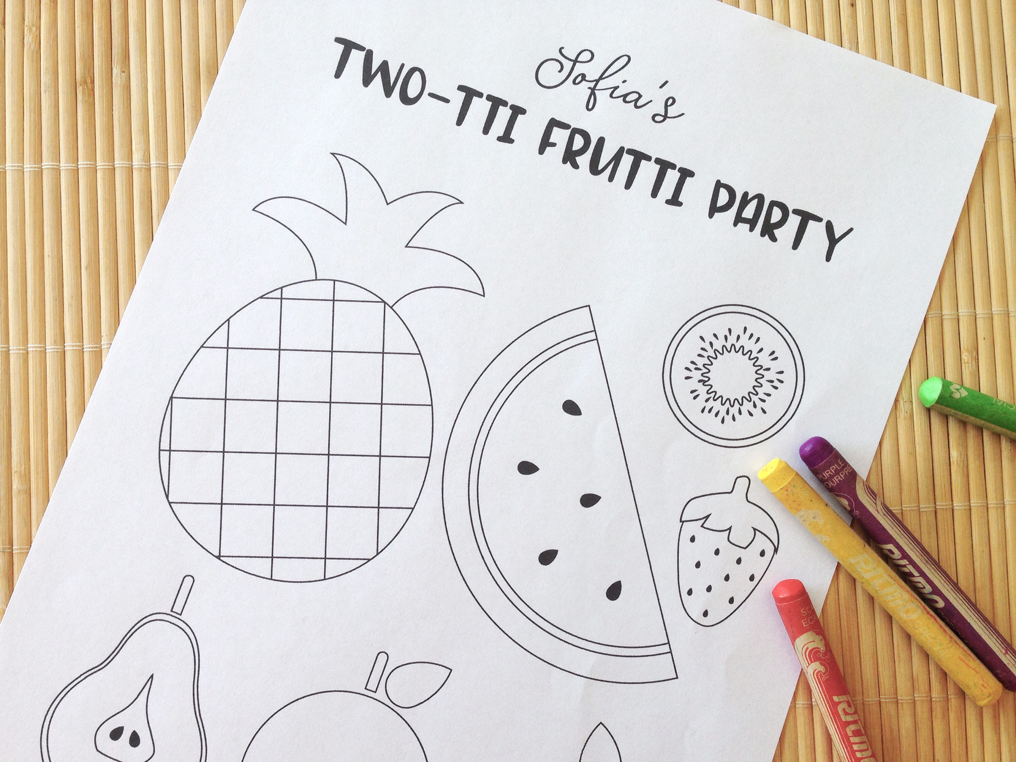 Tutti Frutti Party Coloring Page