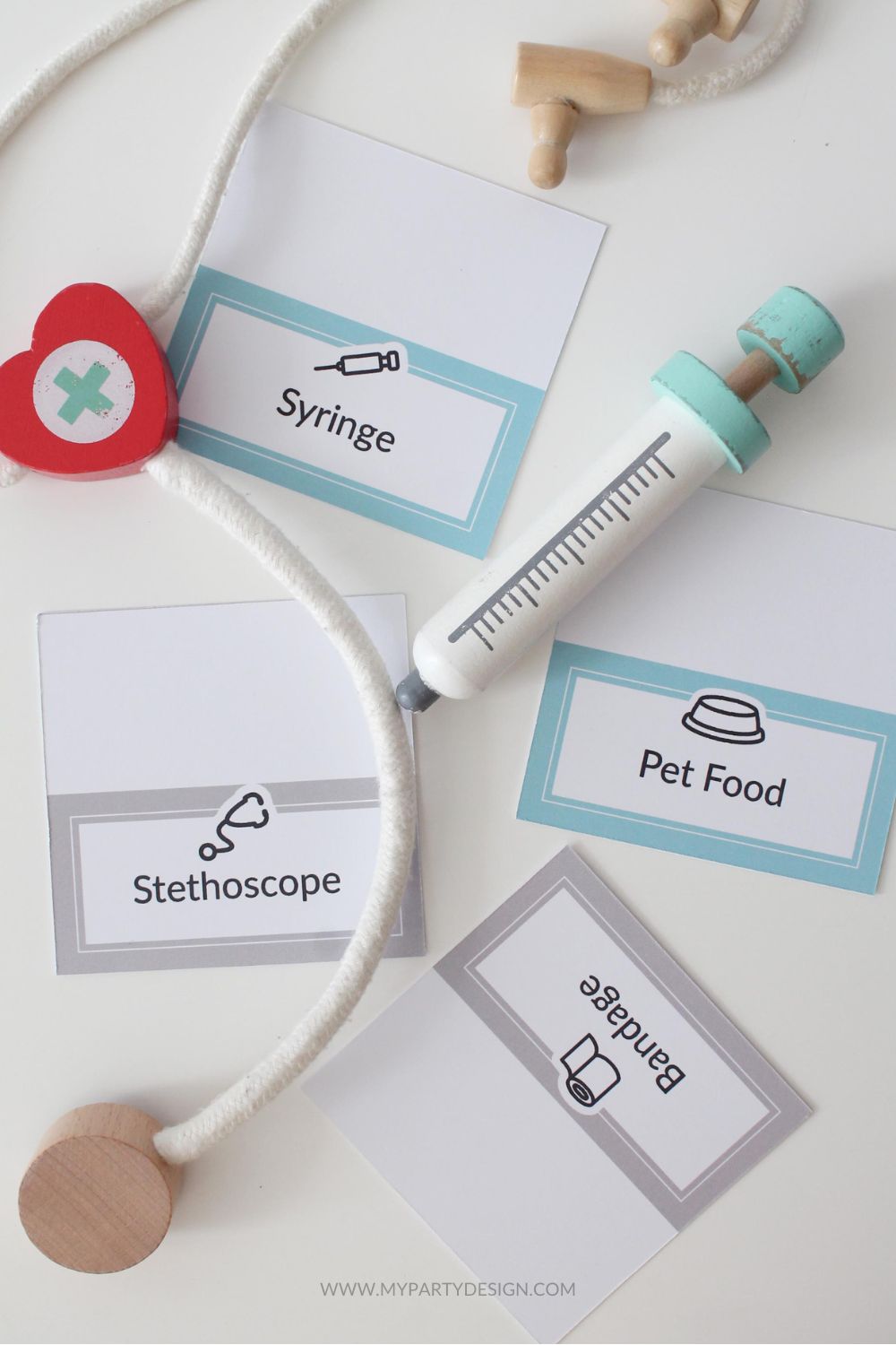medical themed labels for vet dramatic play scene
