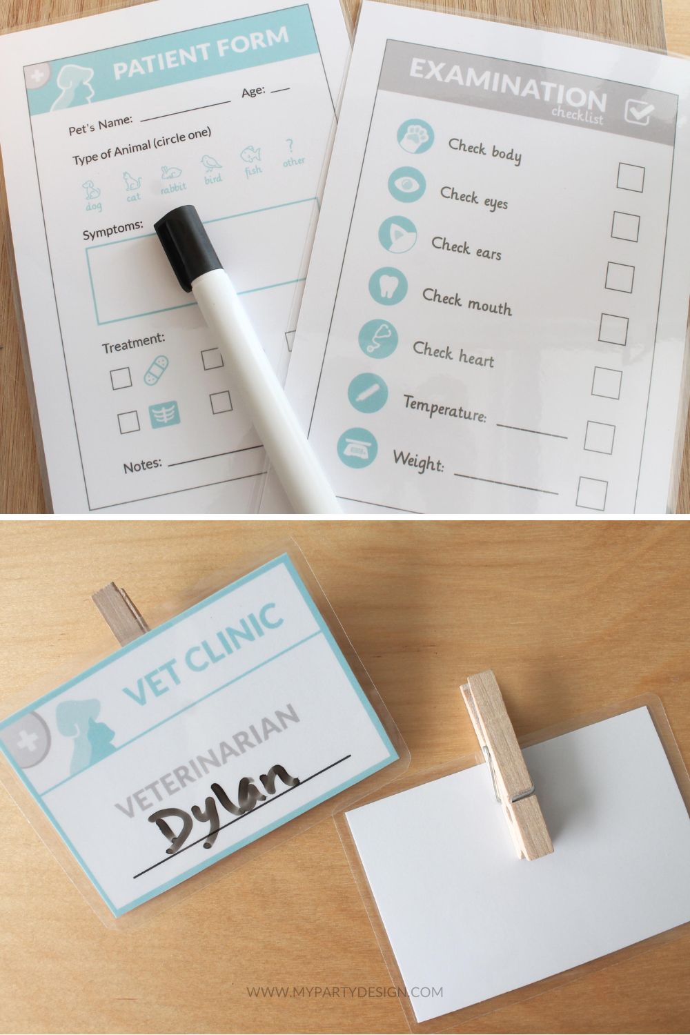 vet dramatic play forms and veterinarian name tags for vet dramatic play scene