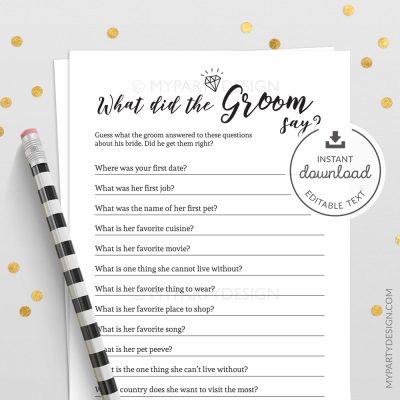 what did the groom say bridal shower game