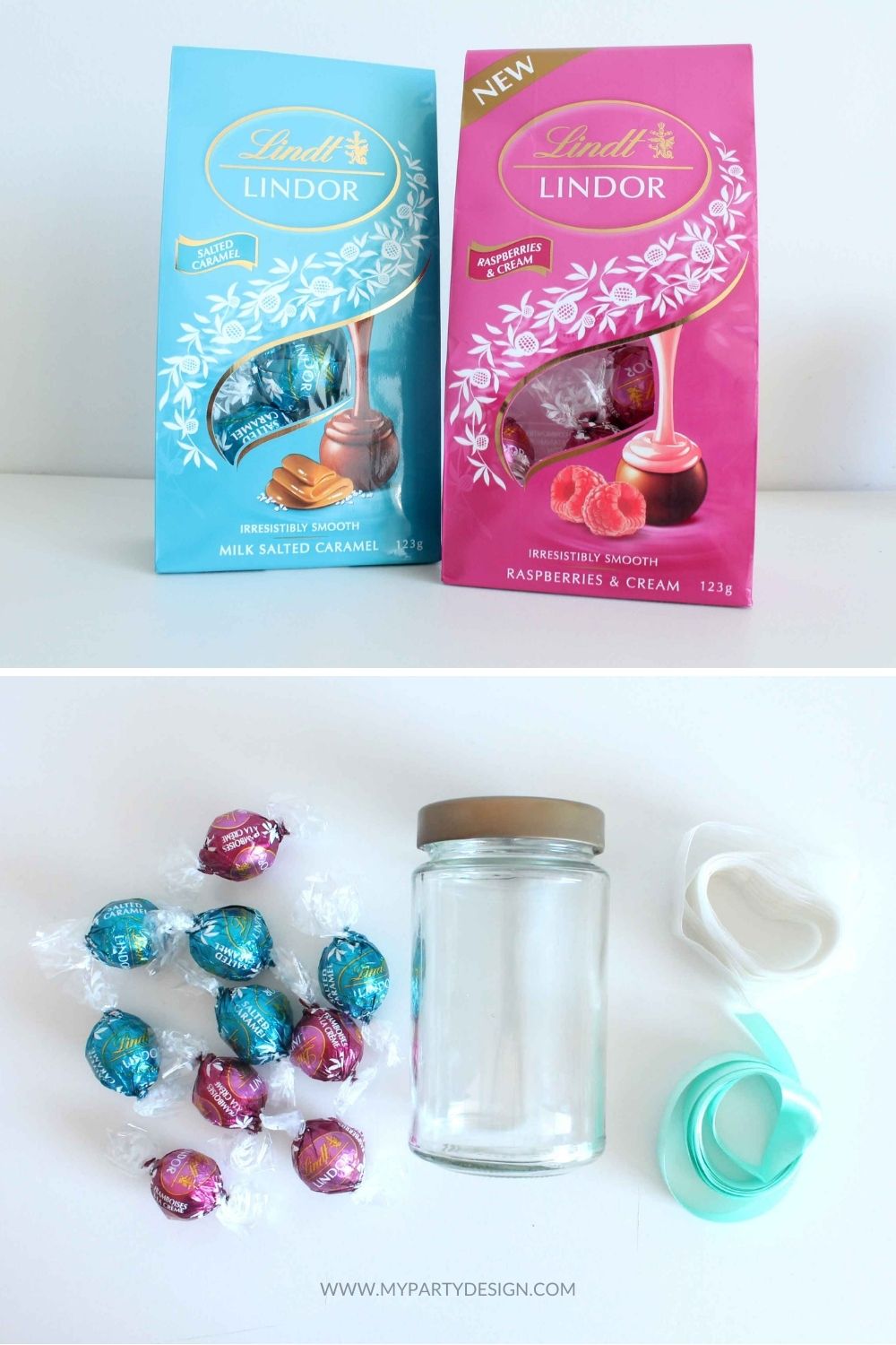 diy lindt chocolate gift with 123g pack of Lindor truffles
