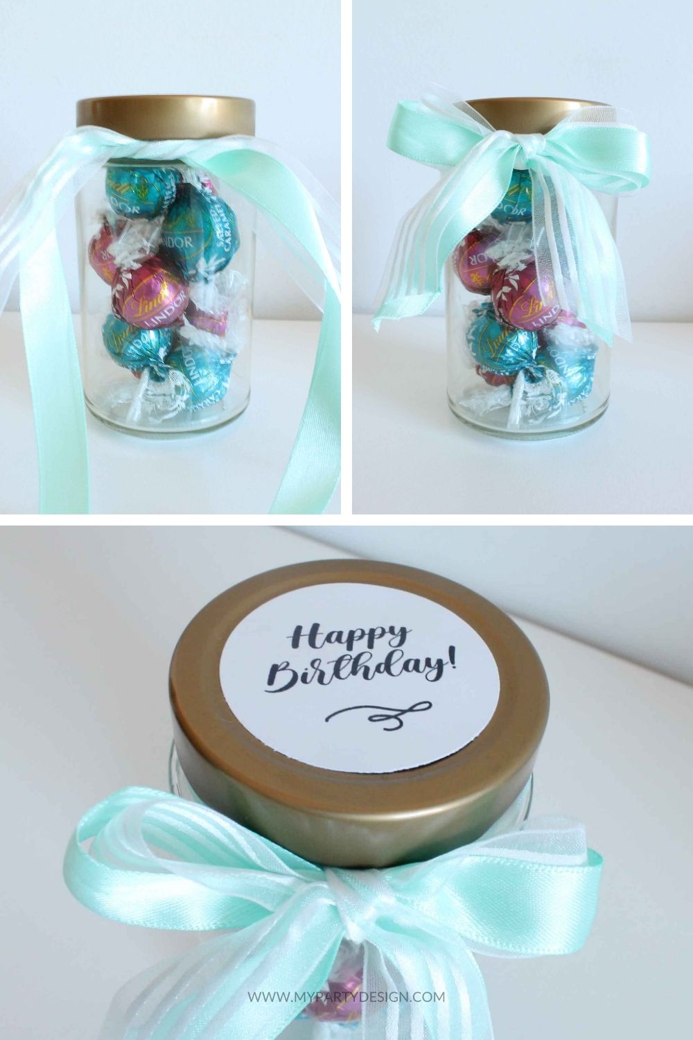 making a diy lindt chocolate gift jar for birthday
