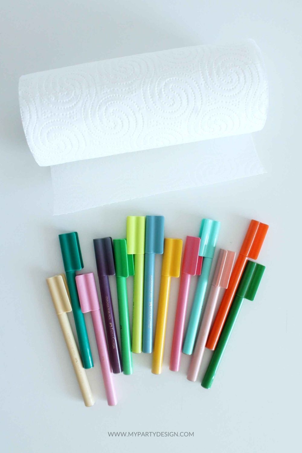 paper towel roll and felt tip marker supplies for paper towel art activity