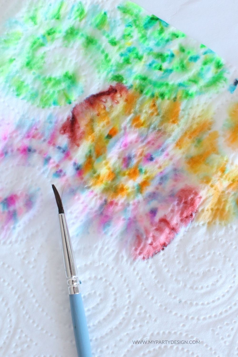 paper towel tie dye activity for kids