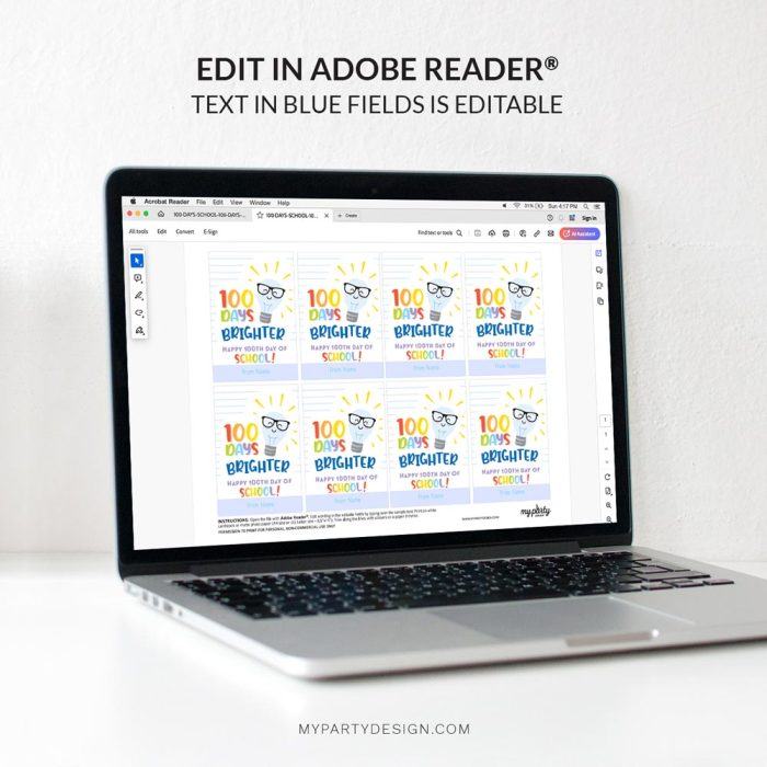 editable 100 Days Brighter Tag template