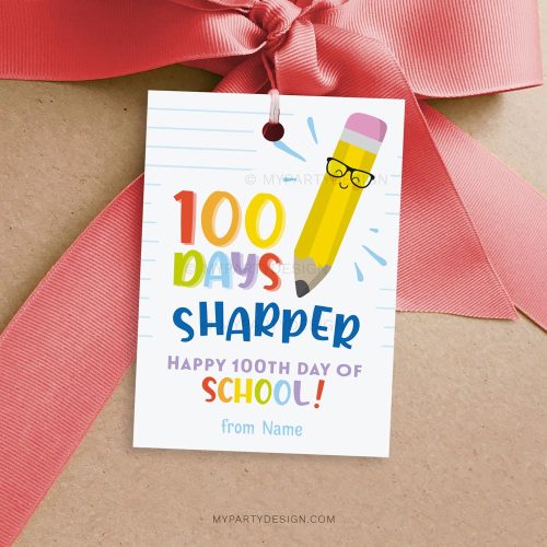 100 days sharper tag for the 100th day of school