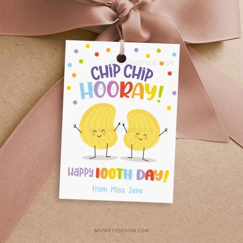 chips 100 days of school tag for student gifts