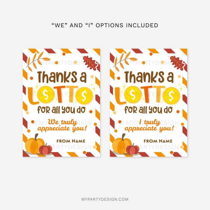 fall thanks a lotto gift tag for lottery appreciation gifts
