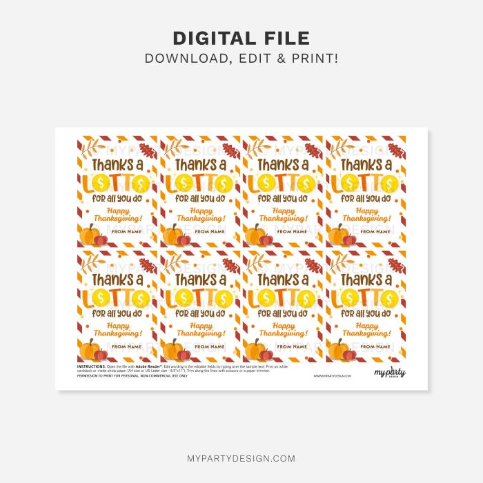 printable thanksgiving thanks a lotto gift tags for lottery ticket gifts