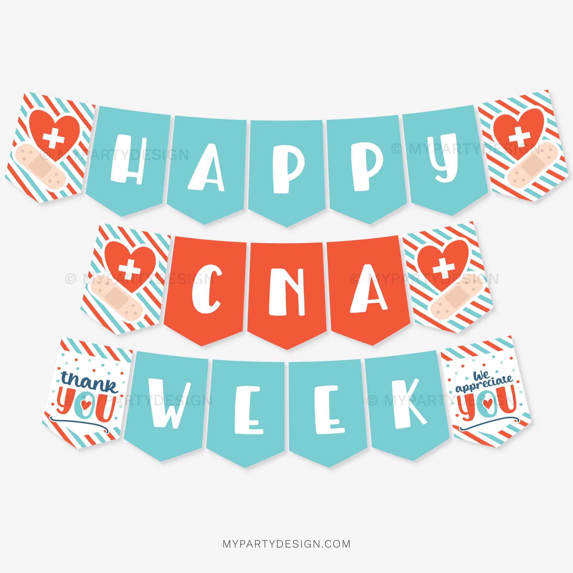 APPRECIATION-BANNER-NURSE-HAPPY-CNA-WEEK-00A happy CNA week banner in turquoise and red colours for nurse appreciation decor