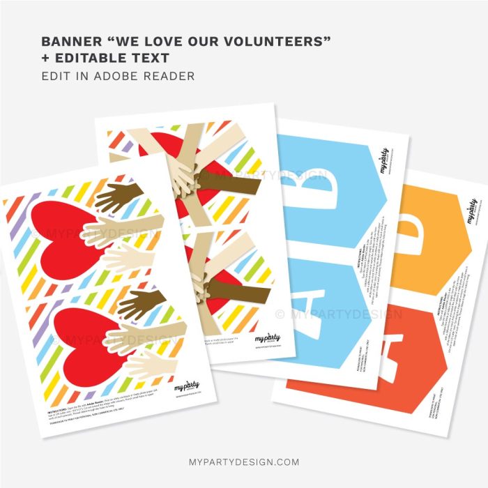 printable we love our volunteers banner for volunteer appreciation week