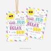summer dance teacher appreciation gift tags that read "You're worked hard to make dance so fun, now it's your time to relax in the sun"