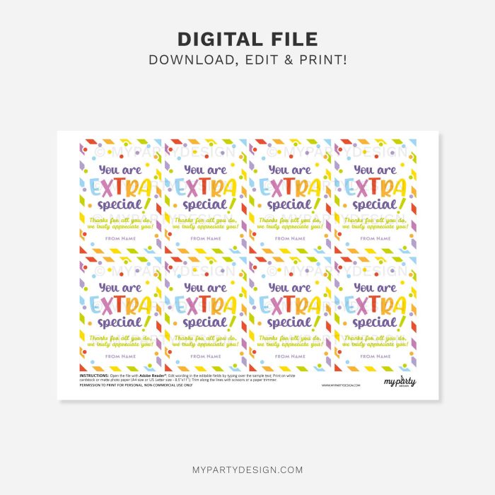 printable you are extra special gift tag for staff, volunteers or teacher appreciation gifts
