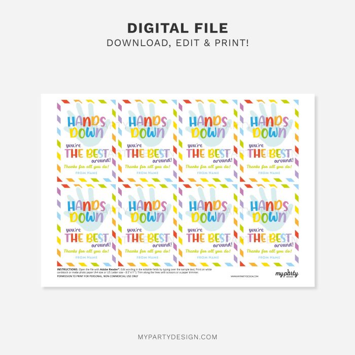printable hands down you're the best around gift tag for hand soap or sanitiser gifts
