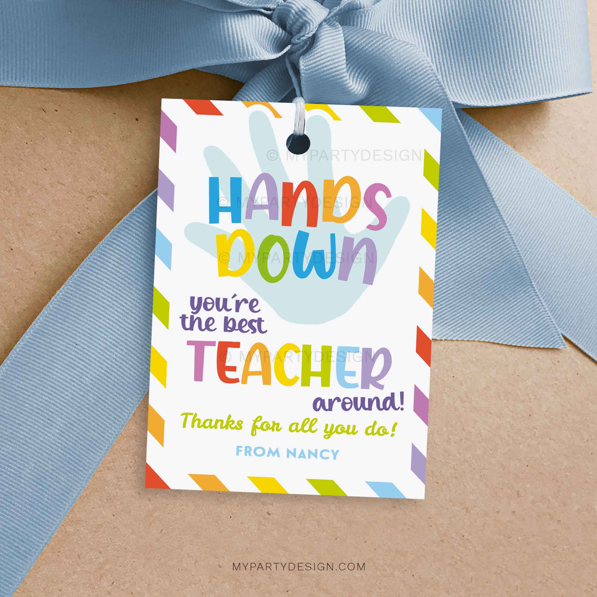 APPRECIATION-GIFT-TAGS-HANDS-DOWN-BEST-TEACHER-00A hands down best teacher gift tag for hand soap or sanitiser gifts