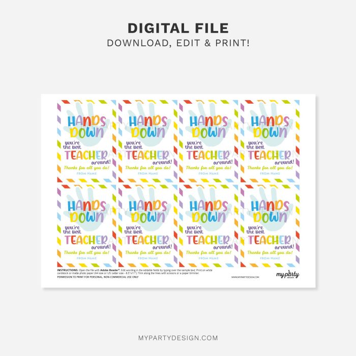 printable hands down you're the best teacher around gift tag for hand soap or sanitiser gifts