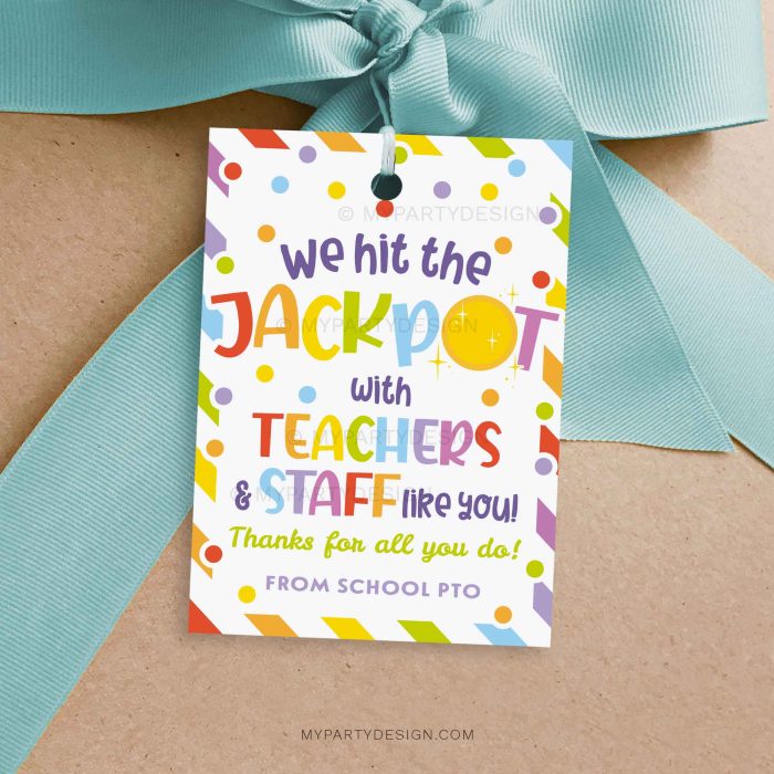 teachers and staff jackpot Gift Tag for teacher appreciation gifts