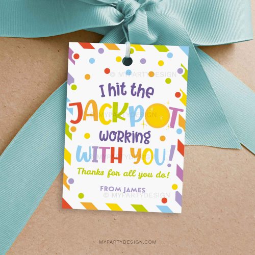 hit the jackpot working with you gift tag for coworker or staff gifts