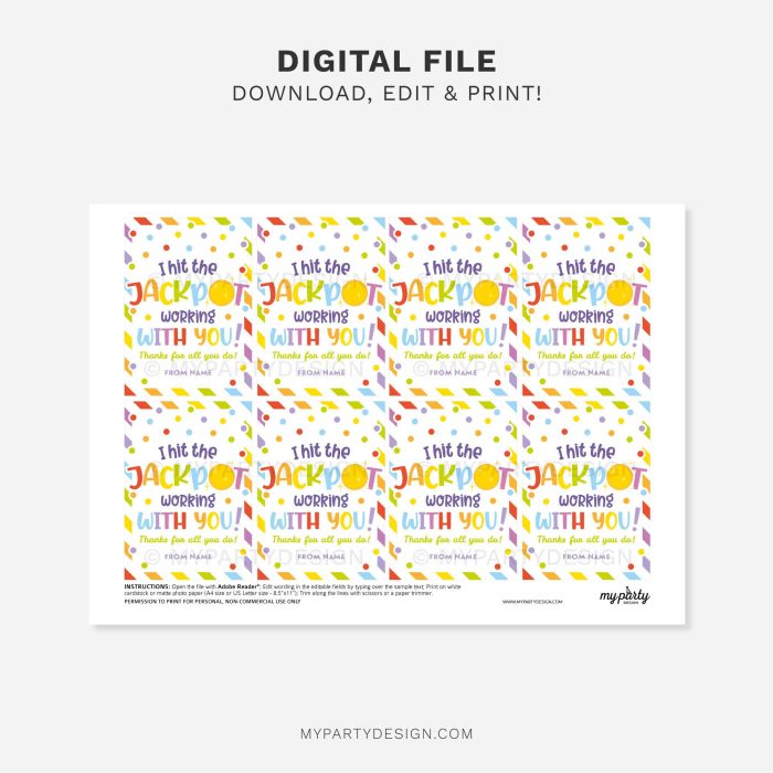 printable hit the jackpot working with you gift tag for coworker or staff gifts