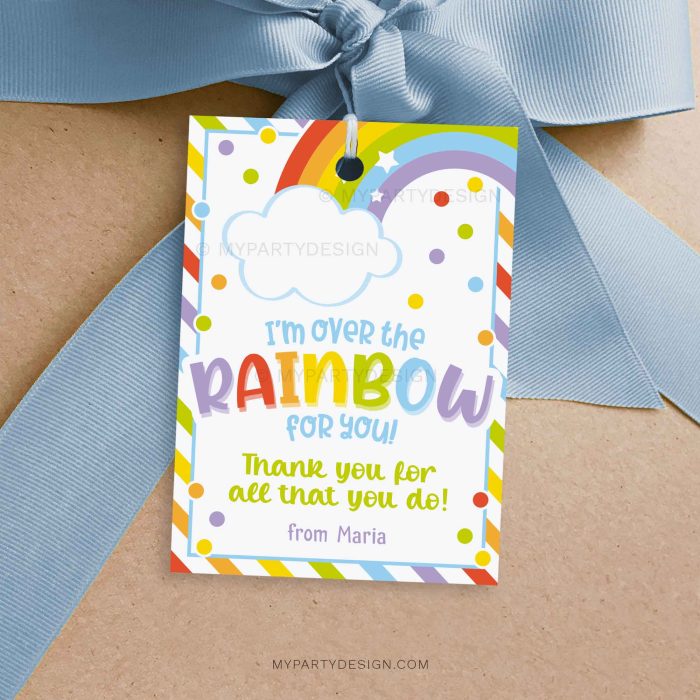 over the rainbow for you gift tag for staff or teacher appreciation gifts