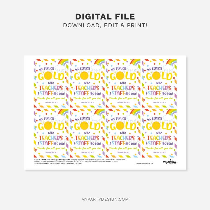 printable teachers and staff gold gift tag for teacher appreciation week gifts