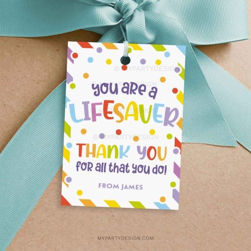 you are a lifesaver gift tag for staff, volunteers or teacher appreciation gifts