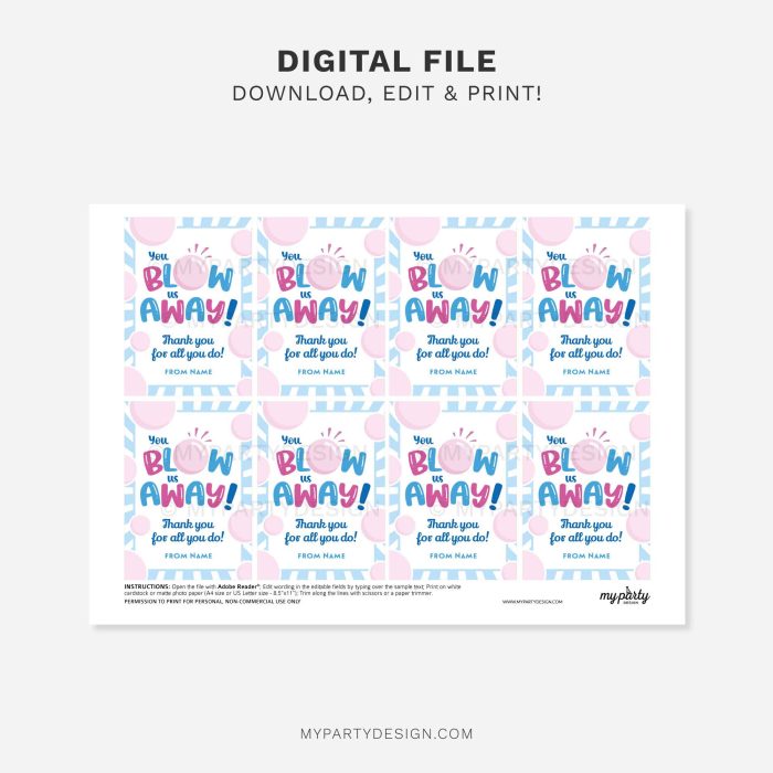 printable you blow us away gift tag for gum or lollipop appreciation gifts