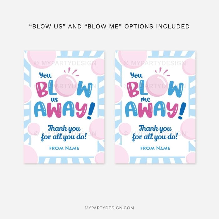 you blow us away gift tag for gum or lollipop appreciation gifts