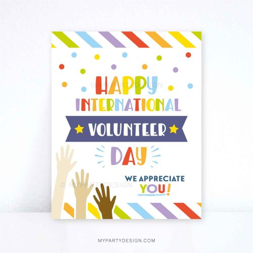 happy international volunteer day sign for pta/pto or charity volunteers