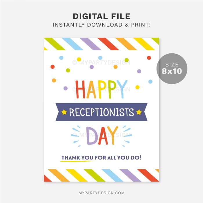 printable happy receptionists day sign for receptionist appreciation