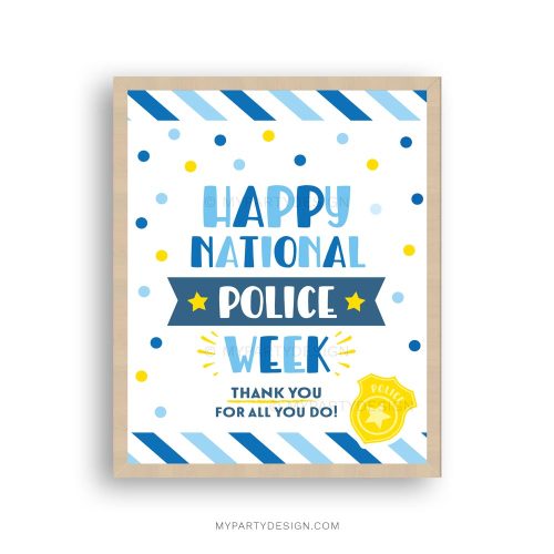 happy national police sign in blue and yellow colors