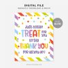 printable treat to say thank you sign for staff, volunteers or teacher appreciation