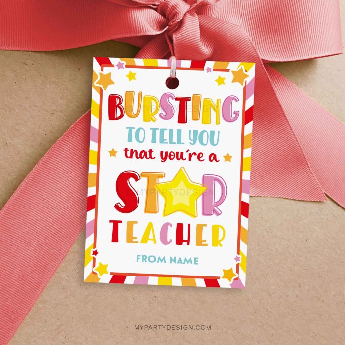 star teacher gift tag for teacher appreciation gifts