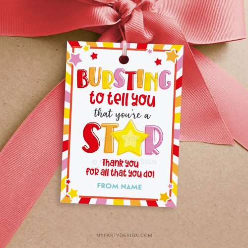 bursting to tell you that you're a star tag for appreciation gift