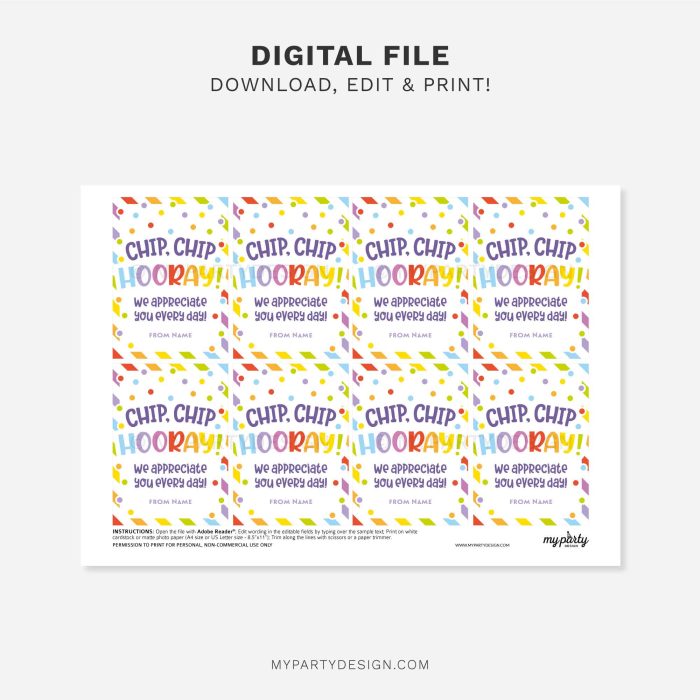 printable chip chip hooray appreciation tag for staff or teacher gifts