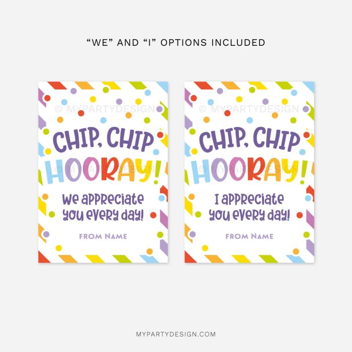 chip chip hooray appreciation tag for snacks and chips gifts