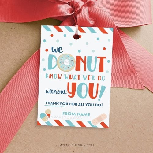 donut nurse appreciation gift tag