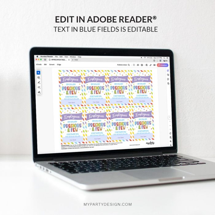 editable employee appreciation tag for staff appreciation week gifts