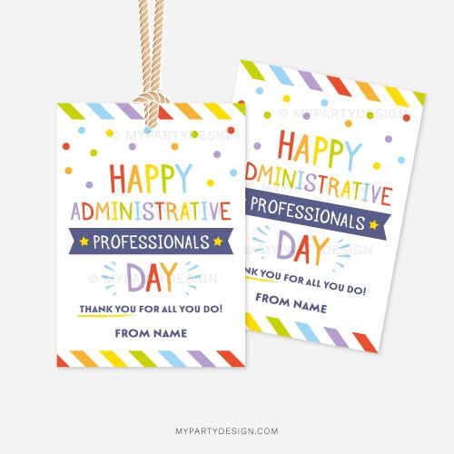 happy administrative professionals day tag for school or office admin staff appreciation gifts