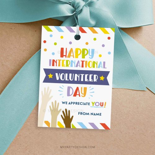 happy international volunteer day tag for appreciation gifts