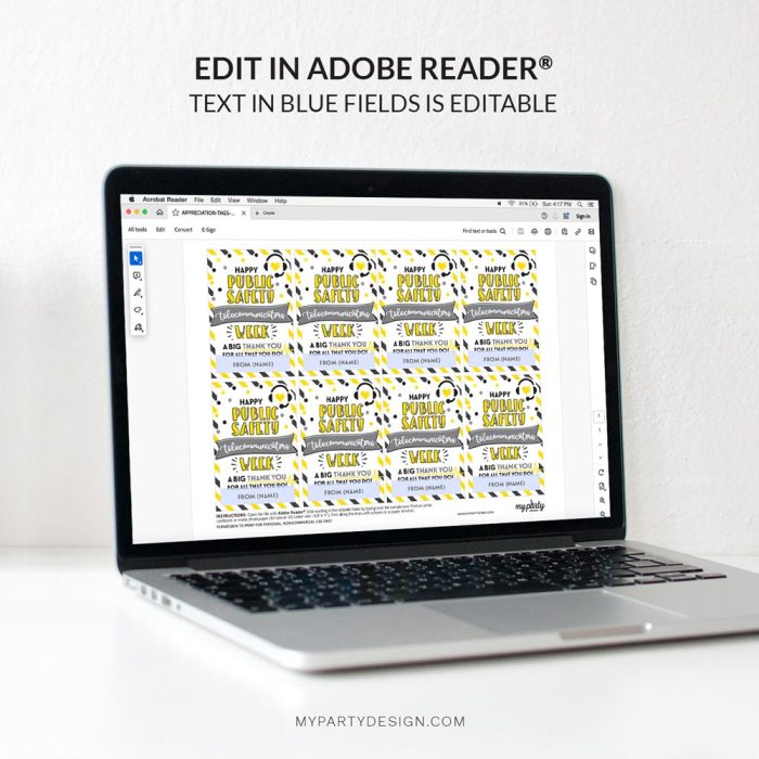 editable happy public safety telecommunicators week tag for appreciation gifts