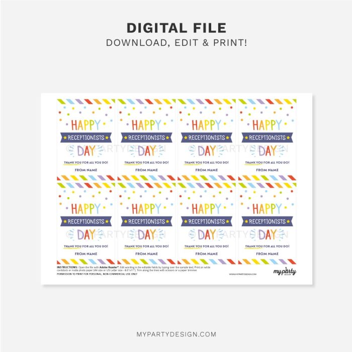 printable happy receptionists day tag for receptionist appreciation
