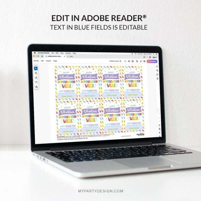 editable happy volunteer appreciation week tag for volunteer gifts