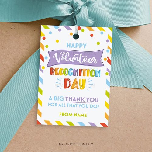 happy volunteer recognition day tag for volunteer appreciation gifts