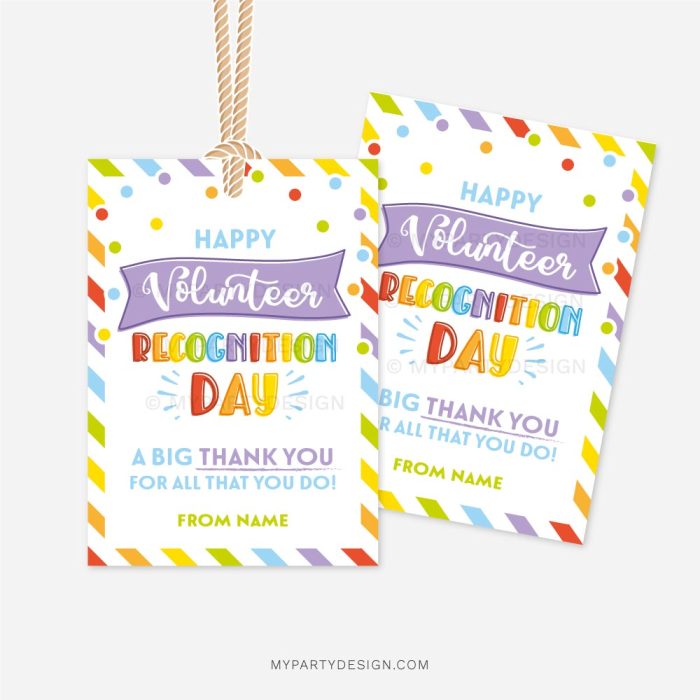 volunteer recognition day tags for volunteer appreciation gifts