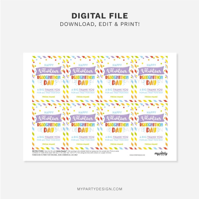 printable happy volunteer recognition day tag for volunteer appreciation gifts