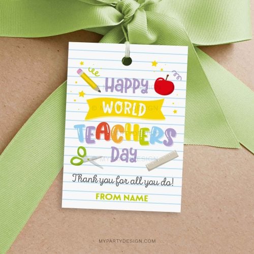 happy world teachers day gift tag for teacher appreciation gifts